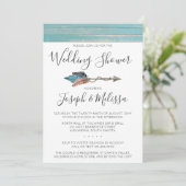 Rustikale Federn Pfeil Polterabend Einladung (Stehend Vorderseite)