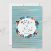 Rustikale Federn Pfeil Polterabend Einladung (Rückseite)