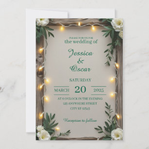 Rustikale Feenlicht-Hochzeit Einladung