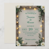 Rustikale Feenlicht-Hochzeit Einladung (Vorne/Hinten)