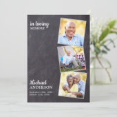 Rustikale Feier des Lebens 3 Fotos Gedenkstätte Einladung (Stehend Vorderseite)