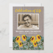 Rustikale Feier des Lebens | Sonnenblumen Einladung (Vorderseite)