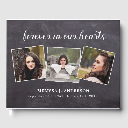 Rustikale Feier zum Foto Beileid Beerdigung Gästebuch (Vorderseite)