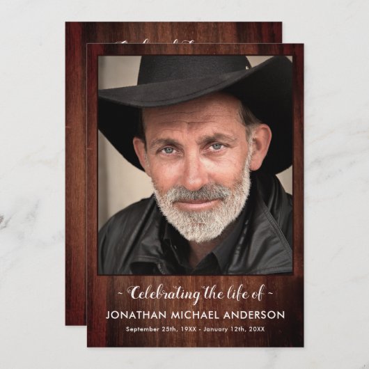 Rustikale Feier zum Gedenken an das Leben Programm (Vorne/Hinten)