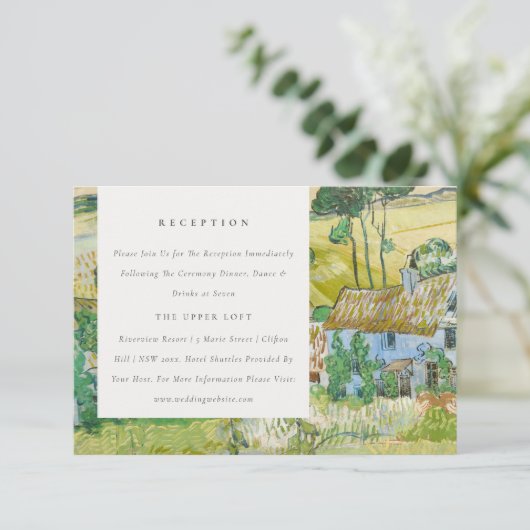 Rustikale Felder Bergwelt Hochzeitsempfang Begleitkarte (Stehend Vorderseite)