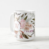 Rustikale Feminine Floral Bouquet mit Monogramm Kaffeetasse (Vorderseite Links)
