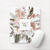 Rustikale Feminine Floral Bouquet mit Monogramm Mousepad (Mit Mouse)