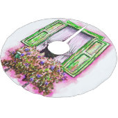 Rustikale Fenster: Aquarellbilder-Angebot. Polyester Weihnachtsbaumdecke (Schrägansicht)