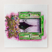 Rustikale Fenster: Aquarellbilder-Angebot. Puzzle (Horizontal)
