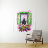 Rustikale Fenster: Aquarellbilder-Angebot. Wandteppich (Beispiel)