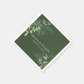 Rustikale Fern Foliage Emerald Dinner Hochzeit Serviette (Ecke)
