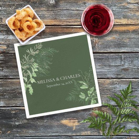 Rustikale Fern Foliage Emerald Dinner Hochzeit Serviette