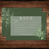 Rustikale Fern Foliage Emerald Green Dinner Hochze RSVP Karte