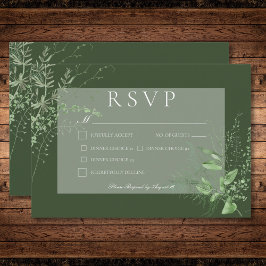 Rustikale Fern Foliage Emerald Green Dinner Hochze RSVP Karte