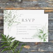 Rustikale Fern Foliage White Dinner Hochzeit RSVP Karte