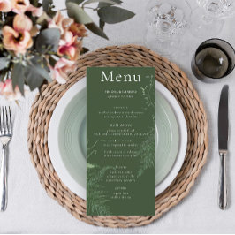 Rustikale Fern Green Foliage Emerald Wedding Long Menükarte