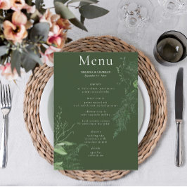 Rustikale Fern Green Foliage Emerald Wedding Menükarte
