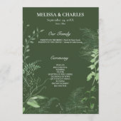 Rustikale Fern Green Foliage Emerald Wedding Programm (Vorderseite)