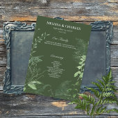 Rustikale Fern Green Foliage Emerald Wedding Programm
