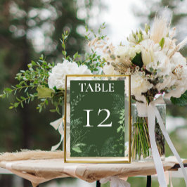 Rustikale Fern Green Foliage Emerald Wedding Tischnummer