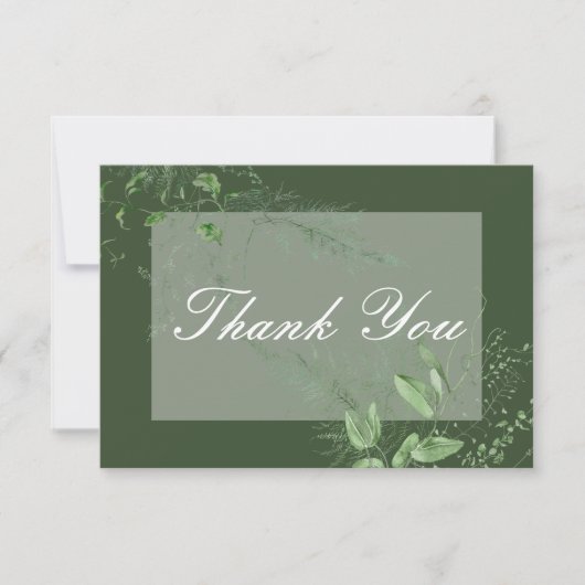 Rustikale Fern Green Foliage Smaragdgrüne Hochzeit Dankeskarte (Vorderseite)