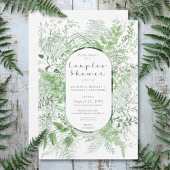 Rustikale Fern Green Foliage White Couples Dusche Einladung
