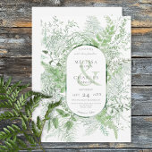 Rustikale Fern Green Foliage White Wedding Einladung