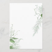 Rustikale Fern Green Foliage White Wedding Menükarte (Rückseite)