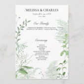 Rustikale Fern Green Foliage White Wedding Programm (Vorderseite)