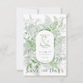 Rustikale Fern Green Foliage White Wedding Save The Date (Vorderseite)