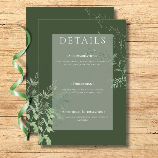 Rustikale Fern Green Folies Smaragdgrüne Details Begleitkarte