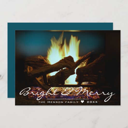 Rustikale Feuerstelle Holz gemütliche, warme Ferie Karte (Vorne/Hinten)