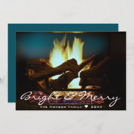 Rustikale Feuerstelle Holz gemütliche, warme Ferie Karte