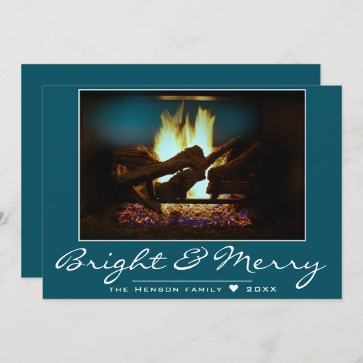 Rustikale Feuerstelle Holz gemütliche, warme Ferie Karte (Vorne/Hinten)