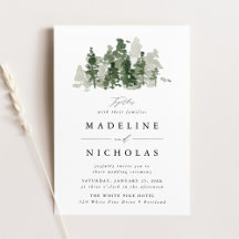 Rustikale Fichtenwald-Hochzeitseinladung