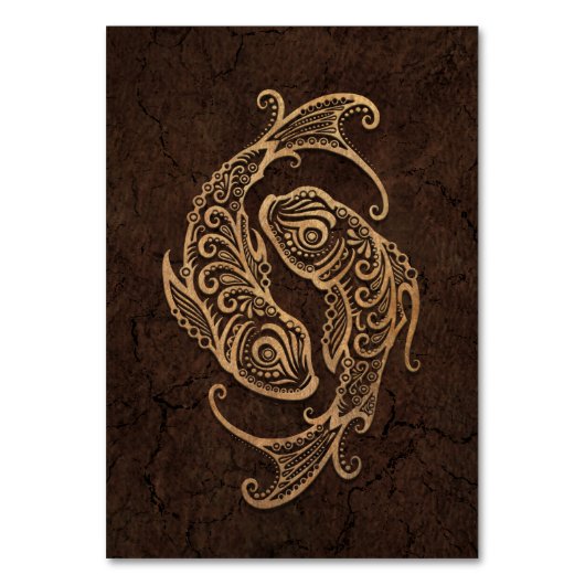 Rustikale Fieber Zodiaka-Zeichen auf Stone-Effekt Tischnummer (Vorderseite)