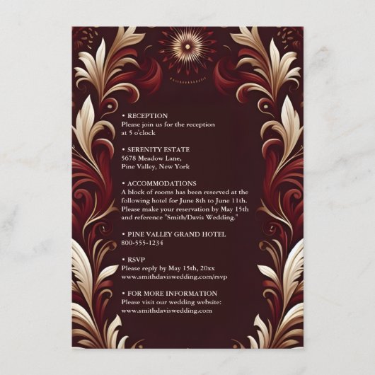 Rustikale Fiesta Floral Rose Spanische Hochzeit Begleitkarte (Vorderseite)