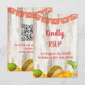 Rustikale Fiesta-RSVP-Karte mit optionalem QR-Code RSVP Karte (Vorne/Hinten)