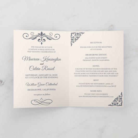 Rustikale Filigree , Hochzeit Einladung (Innenseite)