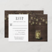 Rustikale Fireflies Mason Jars String Lights UAWG RSVP Karte (Vorne/Hinten)