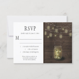 Rustikale Fireflies Mason Jars String Lights UAWG RSVP Karte