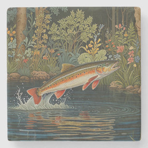 Rustikale Fisch Angel Fliegenfischen Steinuntersetzer
