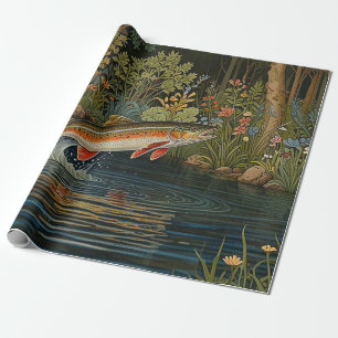 Rustikale Fischangeln Fliegenfischen Geschenkpapier