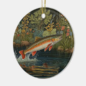 Rustikale Fischangeln Fliegenfischen Keramik Ornament (Links)