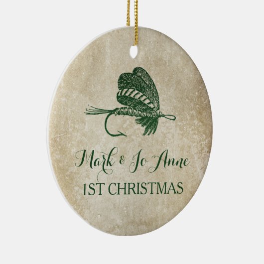 Rustikale Fischen-Köder-Weihnachtsverzierung Keramikornament (Rechts)