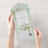 Rustikale Fläche Naturgrün QR Code All In One Einladung (Abreißen)