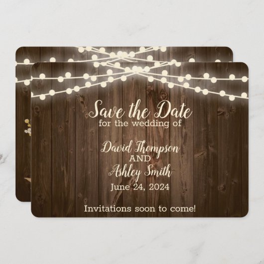 Rustikale Flachkarte Save the Date (Vorne/Hinten)