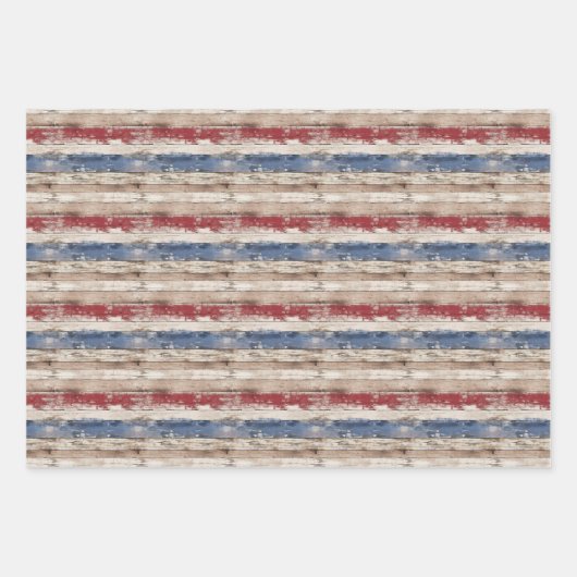 Rustikale Flagge der USA patriotisch blau und rot  Geschenkpapier Set (Vorderseite 2)