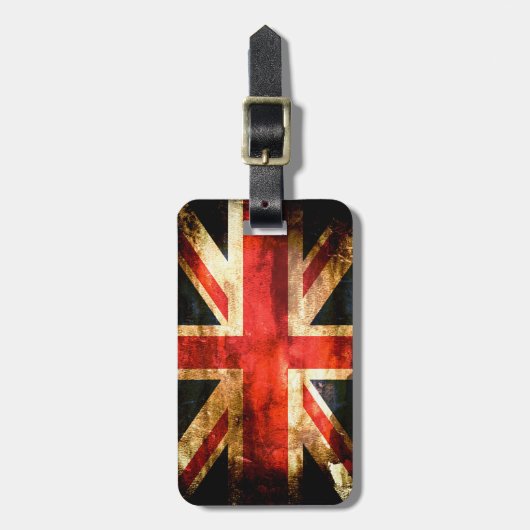 Rustikale Flagge für Großbritannien Gepäckanhänger (Vorderseite vertikal)