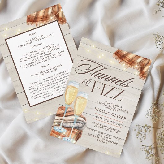 Rustikale Flannels & Fizz Fall Bachelorette Wochen Einladung